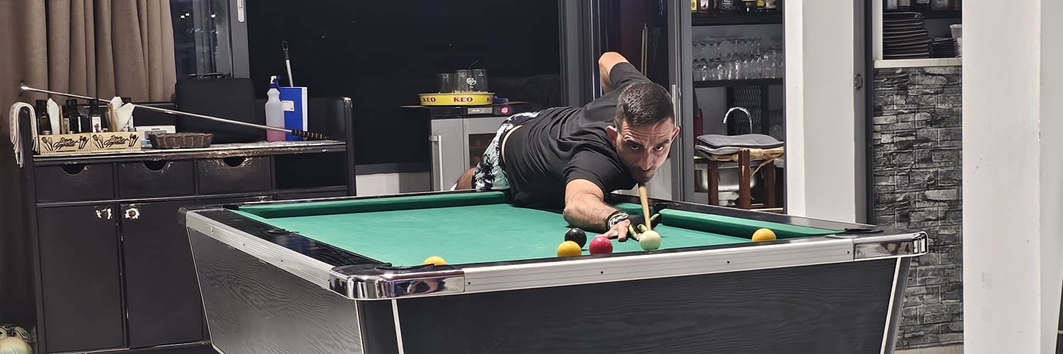 Playing friendly pool league for Bottlebank at Petsas Apartments & Coral Star Restaurant